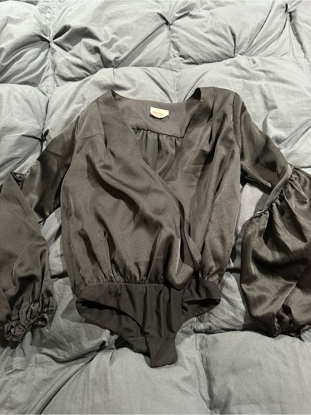 Showpo Black Wrap-Style Long Sleeve Bodysuit